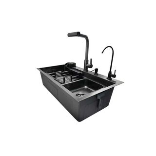 KOCH KITCHEN  อ่างล้างจานฝังบน 1 หลุมไม่มีที่พัก 304SS 80X45X22 ซม. GENTLE สีดำ