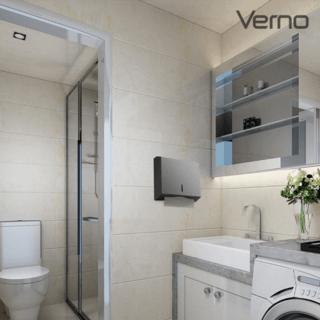 Verno กล่องใส่กระดาษชำระสแตนเลส 304 ทรงเหลี่ยม รุ่น Mabel-G ขนาด 26x28.5x10 ซม. สีเทากันเมทัล