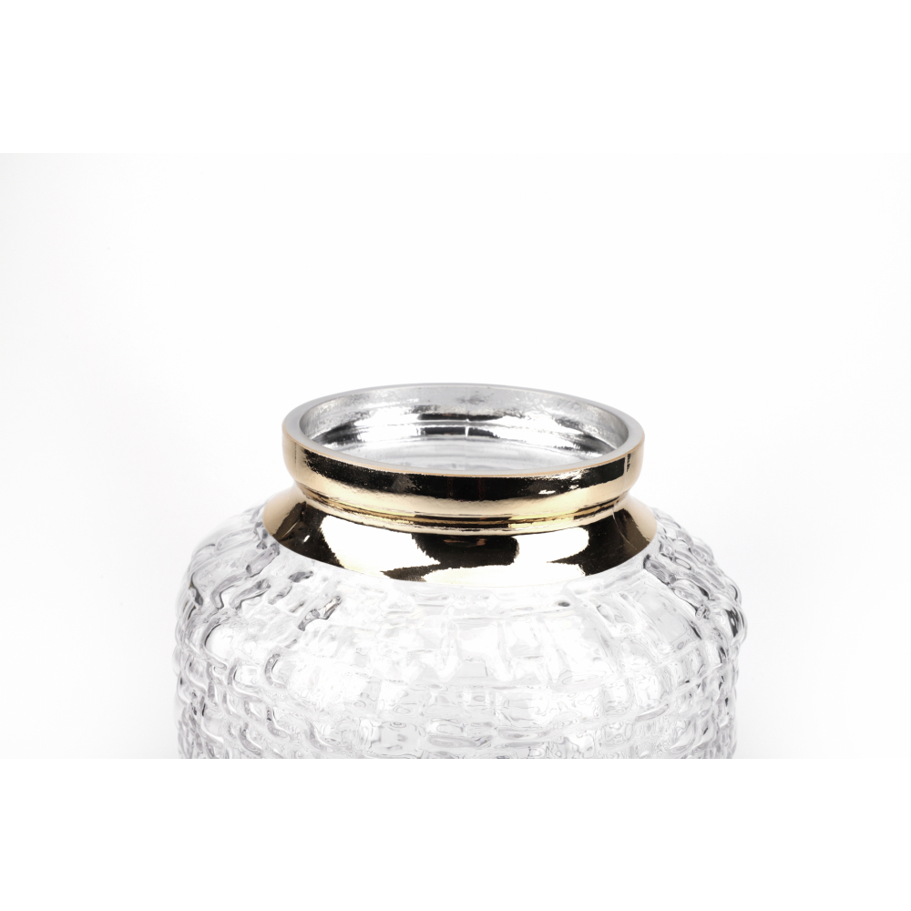 COZY แจกันแก้ว ขนาด 17.5x18.5 ซม.รุ่น Alisha002 สีขาว+ทอง