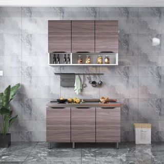 CLOSE ตู้ท็อปหน้าบานกระจก 50×120×82ซม. MONSTERA T-120 สีไม้ธรรมชาติ