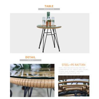 ชุดโต๊ะสนาม 2 ที่นั่ง SAWYER ขนาด 51×51×51ซม. รุ่น SW002 สีธรรมชาติ