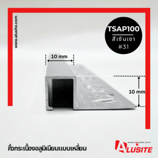 Alusite คิ้วอลูมิเนียมแบบเหลี่ยม 10 มม. ยาว 2 เมตร รุ่น TSAP100 สีเงินเงา