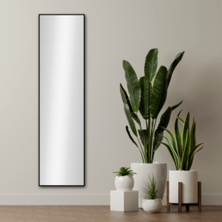 Nice กระจกมีกรอบอะลูมิเนียมตั้งพื้น รุ่น ฟีโอน่า-แบล็ค ขนาด 40x150 ซม. สีดำ