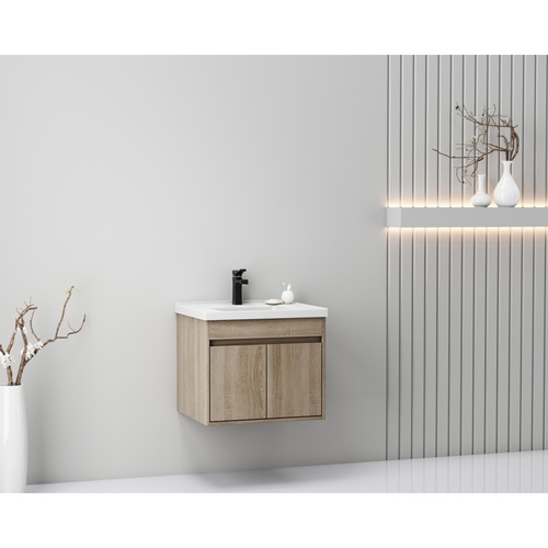 Verno เคาน์เตอร์อ่างล้างหน้าแบบแขวน รุ่น บัตเตอร์-วู้ด S425-WD24 ขนาด 61x48x51  ซม. สีน้ำตาลอ่อน