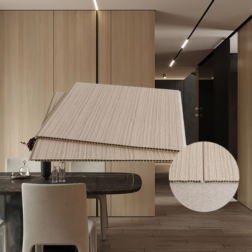 GREAT WOOD แผ่นตกแต่งผนังและฝ้าPVC GPPVC3.7-4 400*8*2900มม. เหลืองครีม