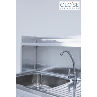 CLOSE ตู้ตั้งพื้นอลูมิเนียมพร้อมซิงค์ 1 หลุมมีที่พักแถมก๊อก SENSE-Z120 ขนาด 120x53x121 ซม. สีเงิน