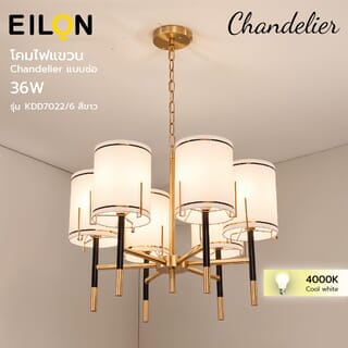 EILON โคมไฟแขวน Chandelier แบบช่อ 36W ขั้ว E27*6 รุ่น KDD7022/6 สีขาว