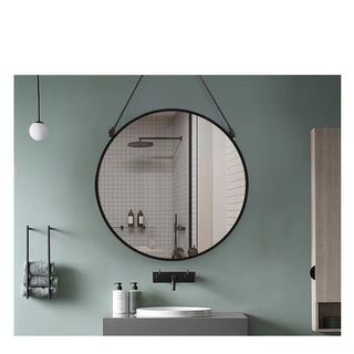 Nice กระจกทรงกลมพร้อมสายแขวน รุ่น เบลว่า-แบล็ค ขนาด 40x40 ซม. สีดำ