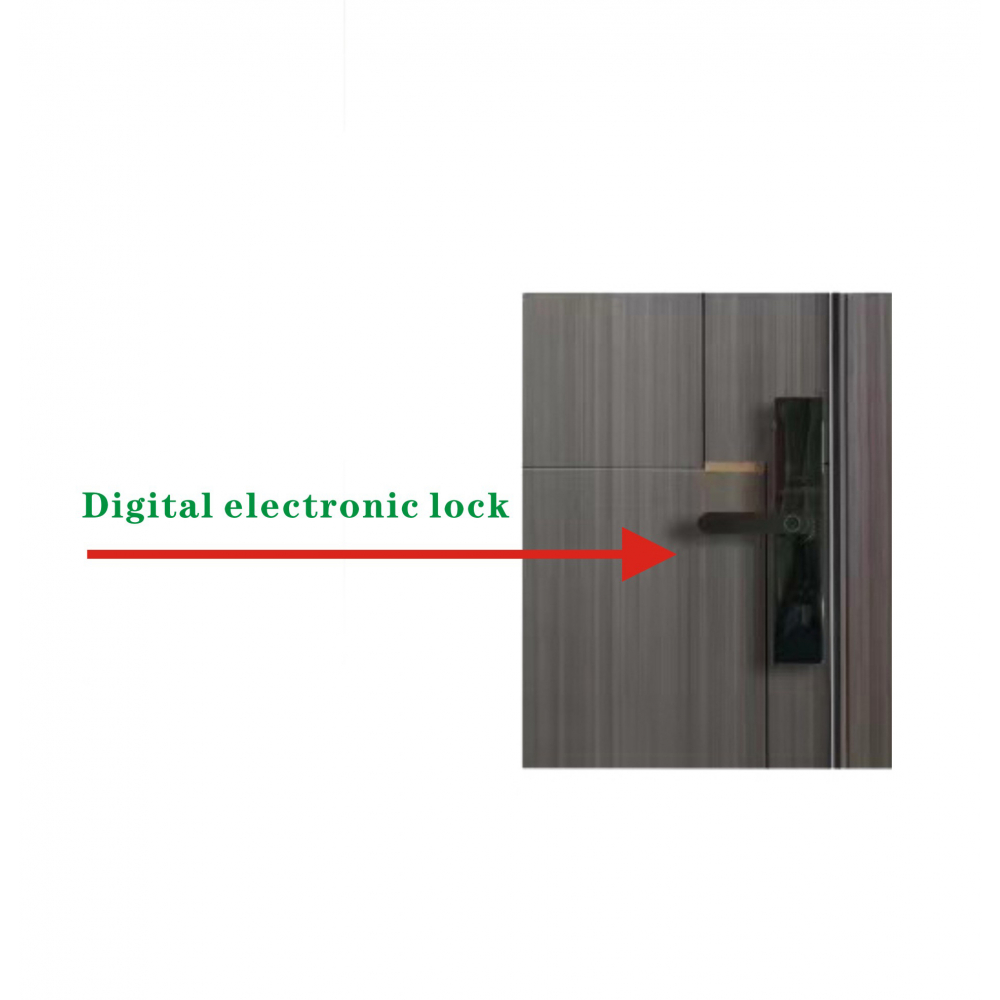 Holztur ชุดประตูปิดผิวเมลามีนพร้อมวงกบและดิจิตอลล็อค รุ่น X-009 ขนาด 88x216ซม. สีเทา