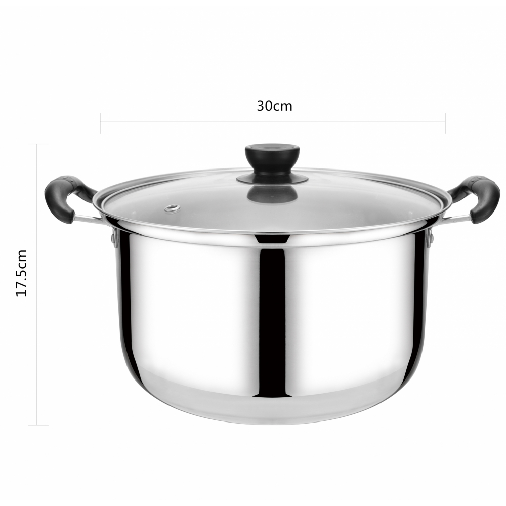 SANE หม้อต้มสเตนเลสพร้อมฝาแก้ว 30 ซม. SOKA-30