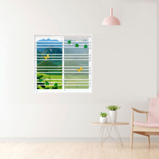 WELLINGTAN (LIKE) หน้าต่างอะลูมิเนียมพร้อมเหล็กดัด บานเลื่อน SS 100x100ซม. สีขาว พร้อมมุ้ง (ใบไม้ผีเสื้อ)