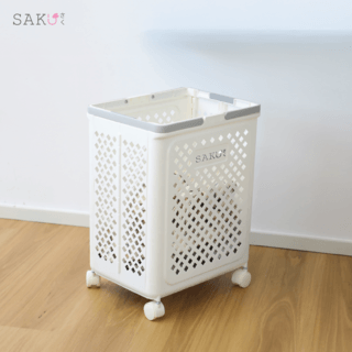 SAKU ตะกร้าล้อลากสูง มีหูหิ้วพับได้ รุ่น TG57418 ขนาด 37 x28 x 49 สีขาว