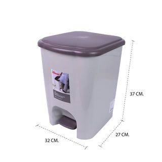 ICLEAN ถังขยะขาเหยียบเหลี่ยม 15 ลิตร ขนาด 28x31x37 ซม. รุ่น 5647 สีเทา
