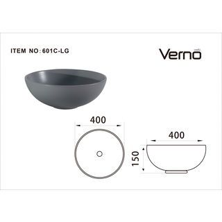 Verno อ่างล้างหน้าวางบนเคาน์เตอร์ก๊อกนอกอ่าง **ไม่รวมก๊อกน้ำ** รุ่น เมแกน  VN-601C-LG สีเทาแมท
