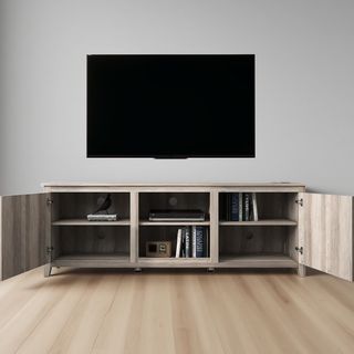 DELICATO ชั้นวางทีวี รุ่น RETRO ขนาด 39x178x63 ซม. สีเทาอ่อน