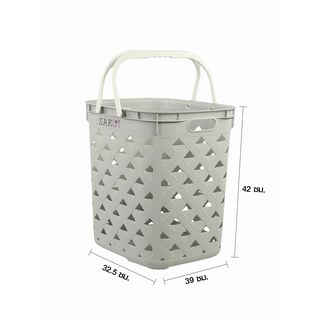 SAKU ตะกร้าลายหนัง รุ่น FT-501/A ขนาด 32.50x39x42 ซม. สีเทา (มีหู)