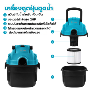 INOVAC เครื่องดูดฝุ่นดูดน้ำ ขนาด 6 ลิตร รุ่น RL215