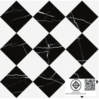 Marbella กระเบื้องเซรามิคปูพื้น 60x60 ซม. รุ่น ไดมอนด์  ไวท์  แบล็ค  MD12 ผิวเงา   (4P)