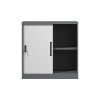 SMITH  ตู้เก็บเอกสารแบบทึบบานเลื่อน รุ่น Arlo ขนาด 40x90x90ซม. สีขาว-เทา