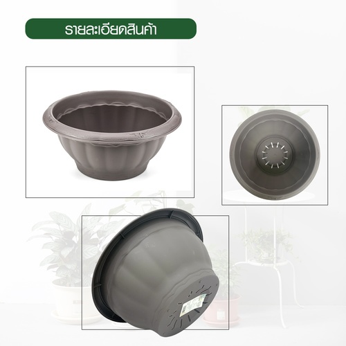 Tree’ O กระถางต้นไม้ รุ่น PY-2058GY ขนาด 30 x 30 x 13 ซม. (12นิ้ว) สีเทา