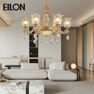 EILON โคมไฟแขวนช่อคริสตัล ขนาด 70*50cm รุ่น MD8064-6 สีทอง