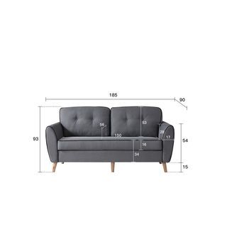 PULITO โซฟาผ้า 3 ที่นั่ง รุ่น BANIKA ขนาด 87x185x89 ซม. สีเทา 