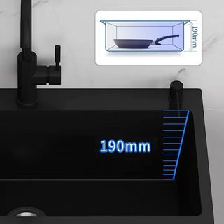 KOSCH อ่างล้างจานพร้อมขาตั้ง 2 หลุมไม่มีที่พัก 80x45x86 ซม. TRIXIE สีดำ (1/2)