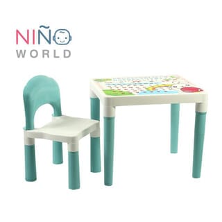 NINO WORLD ชุดโต๊ะเด็กแฟมิลี่เซ็ท รุ่น  FT-207/AP (2+1) ขนาด 49x39x43 ซม.สีฟ้า