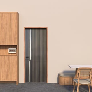 HOLZTUR ประตูปิดผิวเมลามีนเซาะร่องอลูมิเนียม CF2502-3 ขนาด 80x200ซม.สี Dark Grey