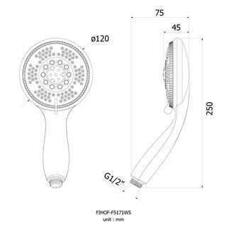 HOY ชุดฝักบัวสายอ่อน 5 ระดัับ รุ่น FJHOF-F5171WS สีโครเมี่ยม