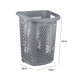 SAKU ตะกร้าล้อลากสูง มีหูหิ้ว 60L รุ่น TG51166 ขนาด 50x38x62 สีเทา