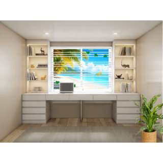 WELLINGTAN (LIKE) หน้าต่างอะลูมิเนียมพร้อมเหล็กดัด บานเลื่อน SS 100x100ซม. สีขาว พร้อมมุ้ง (ใบไม้ผีเสื้อ)