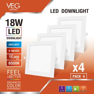  V.E.G.lighting ดาวน์ไลท์ LED แบบฝังหน้าเหลี่ยม 8 นิ้ว 18W รุ่นTP-SDW-18DL-4V แสงเดย์ไลท์ (แพ็ก 4 ชิ้น)