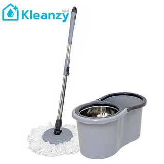 KLEANZY ชุดม็อปปั่นถังสเตนเลส ด้ามสเตนเลส รุ่น KXY-XBZ ขนาด 26x46x90-115 ซม. สีเทา