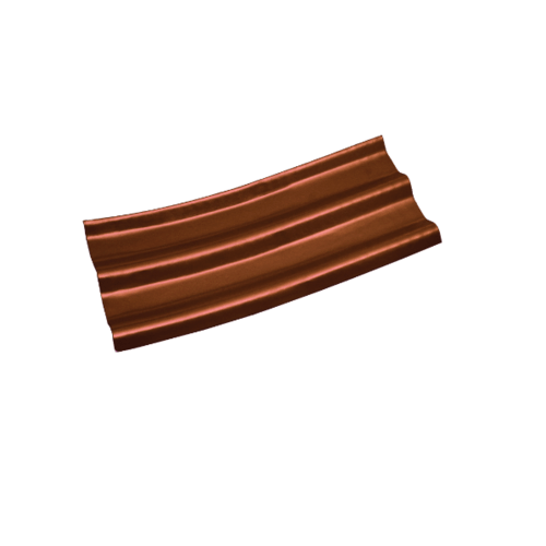 โอฬาร กระเบื้องหลังคาลอนคู่ปลายงอน ซ้าย 0.5x50x120 ซม. สีหมากแดง