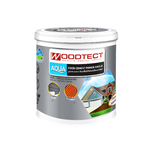 Woodtect วูดเทค สีรองพื้นไฟเบอร์ซีเมนต์ FP-301 ด้าน 1กล. สีเทา