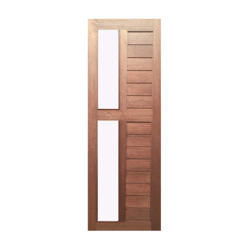 BEST สพ-ประตูไม้สยาแดง ทำร่องพร้อมช่องกระจกฝ้า GS-57 80x200ซม. (ทำสี)