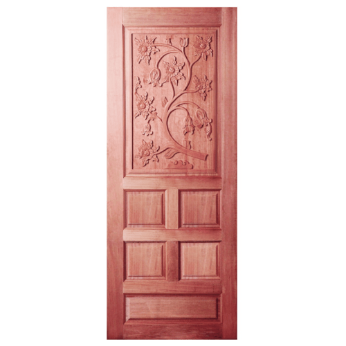 ประตูไม้สยาแดง บานทึบลูกฟักแกะลาย GC-34 80x200cm. BEST