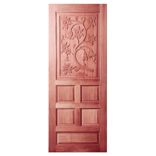 ประตูไม้สยาแดง บานทึบลูกฟักแกะลาย GC-34 100x200cm. BEST