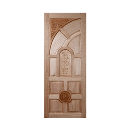 BEST ประตูไม้สยาแแดงบานทึบลูกฟักแกะลาย  70x200cm. GC-01 