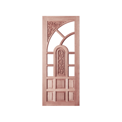 ประตูไม้สยาแดง ลูกฟักแกะลาย(โปร่ง) GC-02 100x200cm. BEST