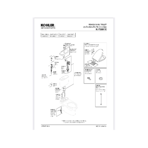 Kohler เฉพาะฝาหม้อน้ำ รุ่น รีช 1267237-SP-0