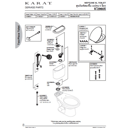 karat ชุดทางน้ำเข้า K 816 สีขาว