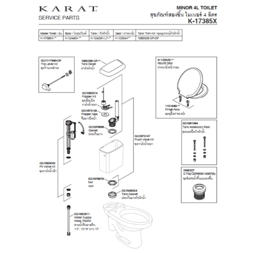 KARAT ชุดฝารองนั่ง รุ่นไมเนอร์ 12354X-WK ขาว