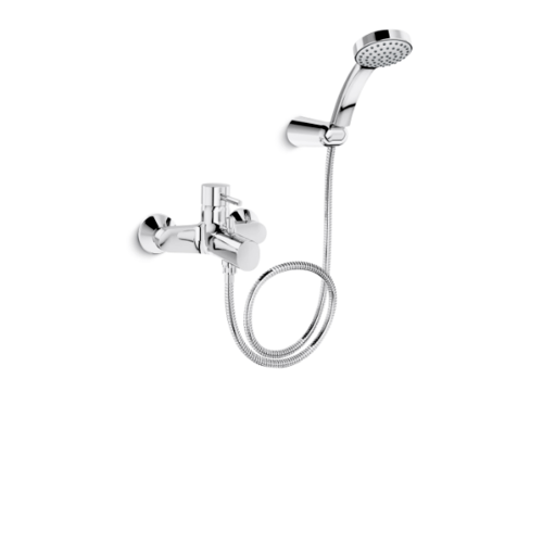 KOHLER ก๊อกผสมแบบติดผนังพร้อมฝักบัวสายอ่อน คัฟ K-45532X-4-CP สีโครเมี่ยม