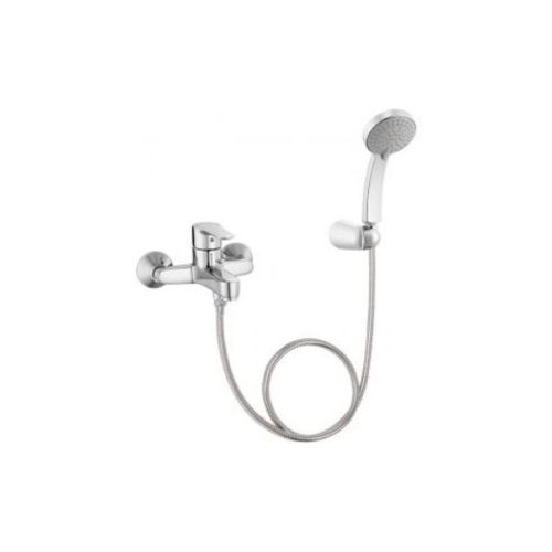 Kohler ก๊อกผสมยืนอาบแบบติดผนังพร้อมฝักบัวสายอ่อน รุ่น จูลายน์ K-7686X-4-CP