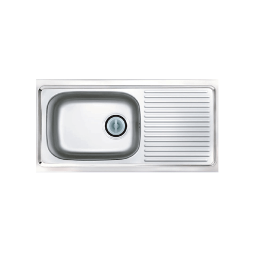 ADVANCED อ่างล้างจาน 1 หลุมมีที่พัก พร้อมสะดือD ท่อน้ำทิ้งแบบย่น AV105 MD