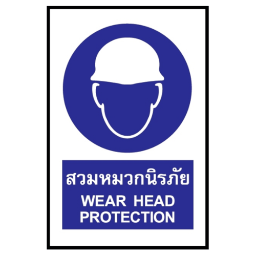 ป้ายสติ๊กเกอร์ PVC สวมหมวกนิรภัย SA1117 30x45 ซม.
