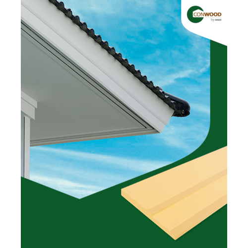 คอนวูด ไม้เชิงชาย รุ่น 2in1 ลายเสี้ยน 2.2x23.5x305ซม. สีงาช้าง