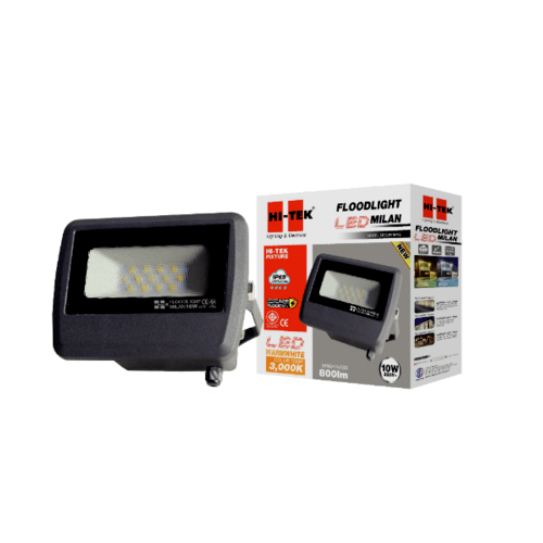 HI-TEK ฝลัดไลท์ LED มิลาน IP65 10W 220V สีเทาดำ แสงนวล HFOLFE10WG